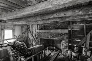 Kitchen with rebuilt chimney